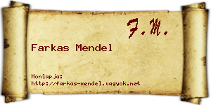 Farkas Mendel névjegykártya